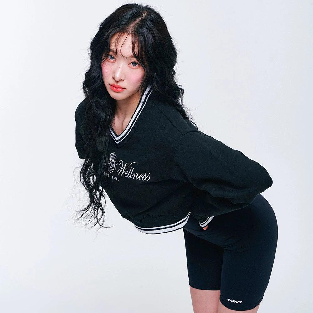 W Wellness V-Neck Crop Sweatshirts