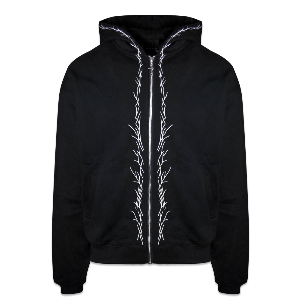 Stick Embroidery Zip Hoodie