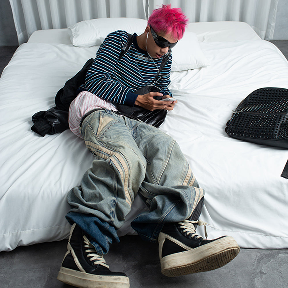 ＜/２ Blue Track Jeans