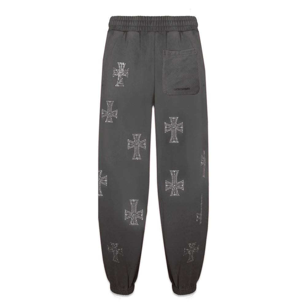 Outline Cross Rhinestone Sweatpants