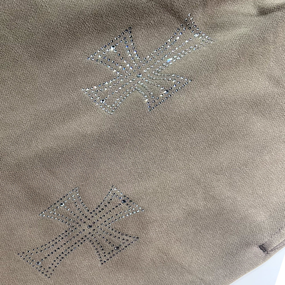 Outline Cross Rhinestone Sweatpants