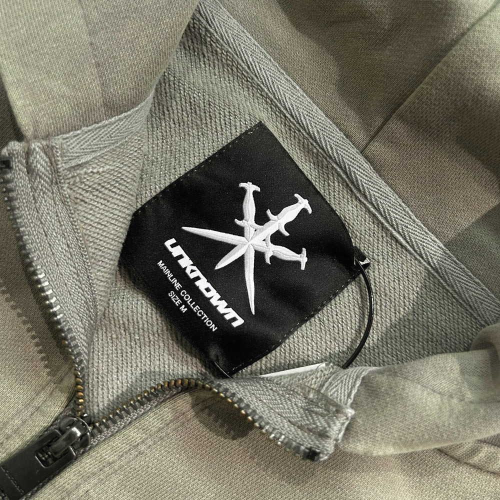 Outline Cross Rhinestone Zip Hoodie