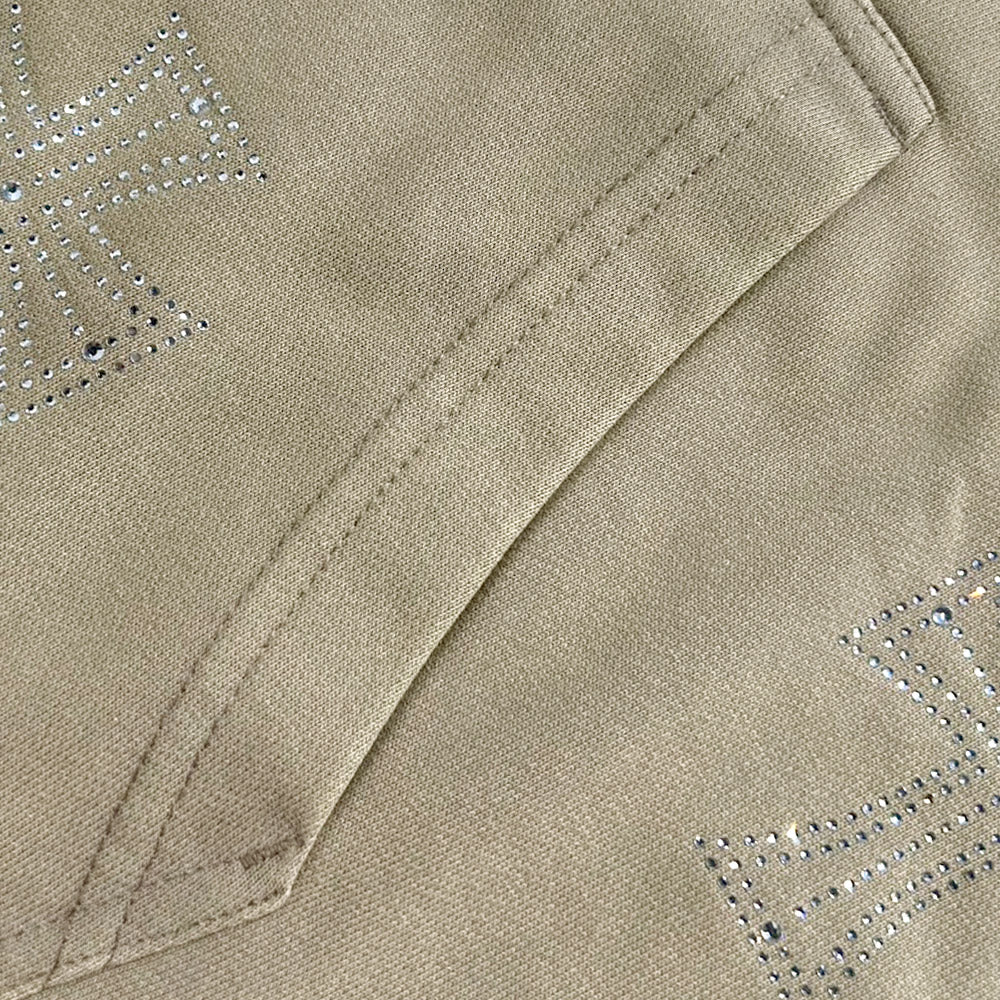 Outline Cross Rhinestone Zip Hoodie