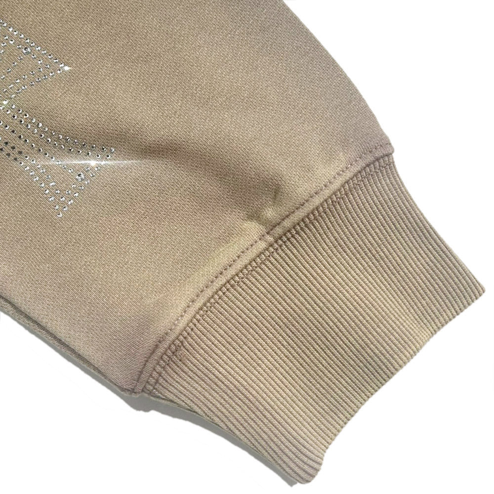 Outline Cross Rhinestone Zip Hoodie