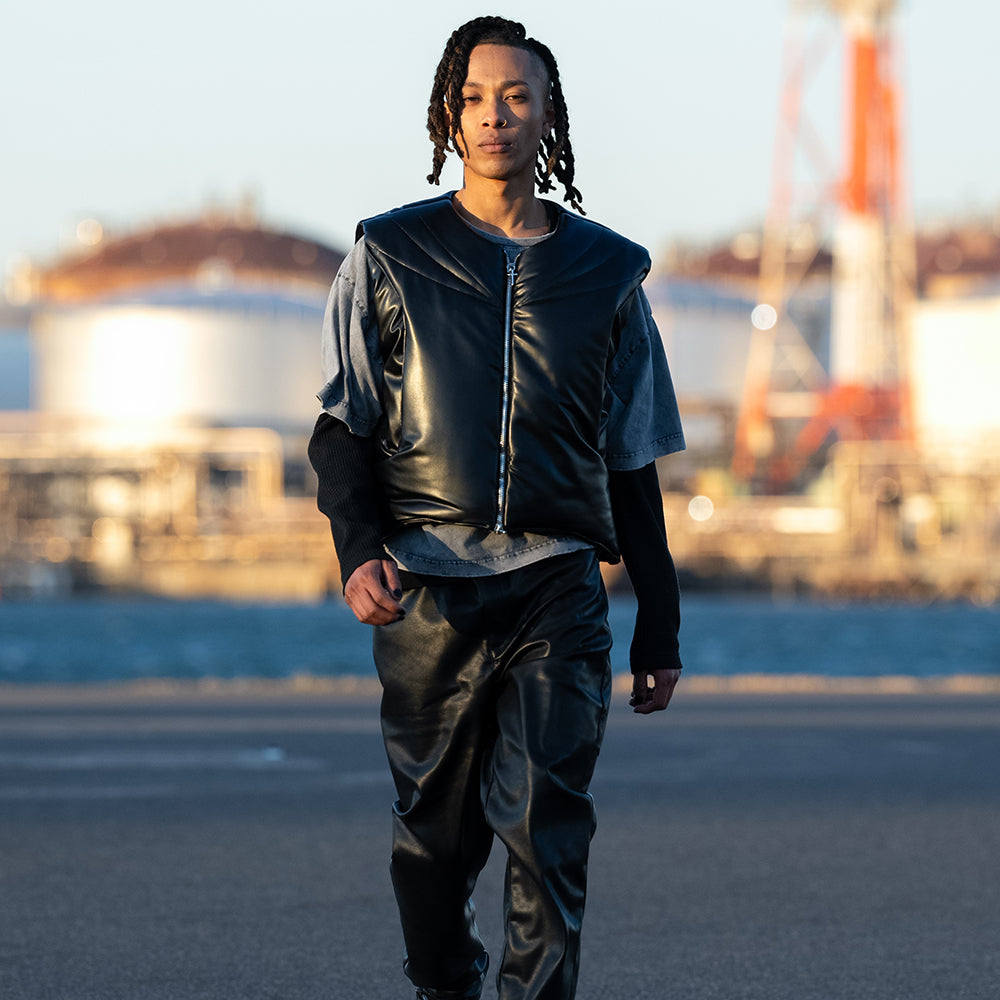 Grouture Faux Leather Padded Vest