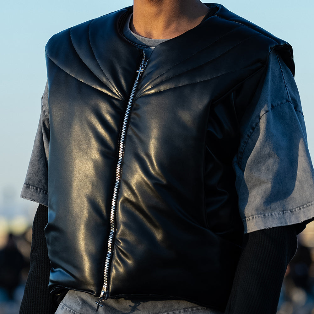Grouture Faux Leather Padded Vest
