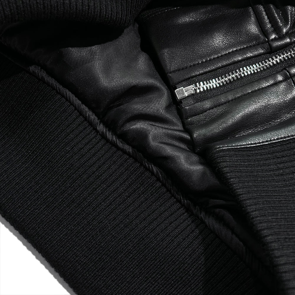 Hooded Faux Leather Flight Jacket