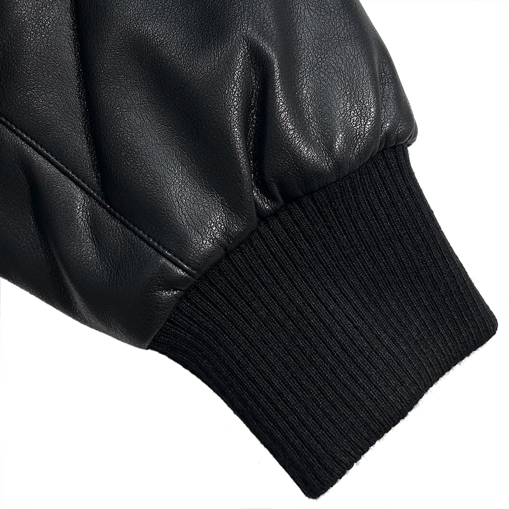 Hooded Faux Leather Flight Jacket