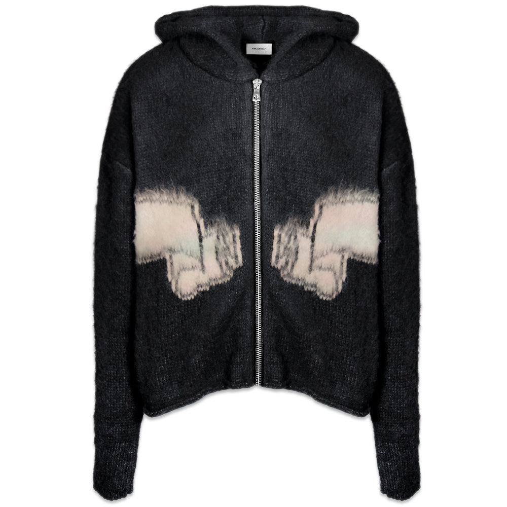 Wrapped Banned Zip Knit Hoodie