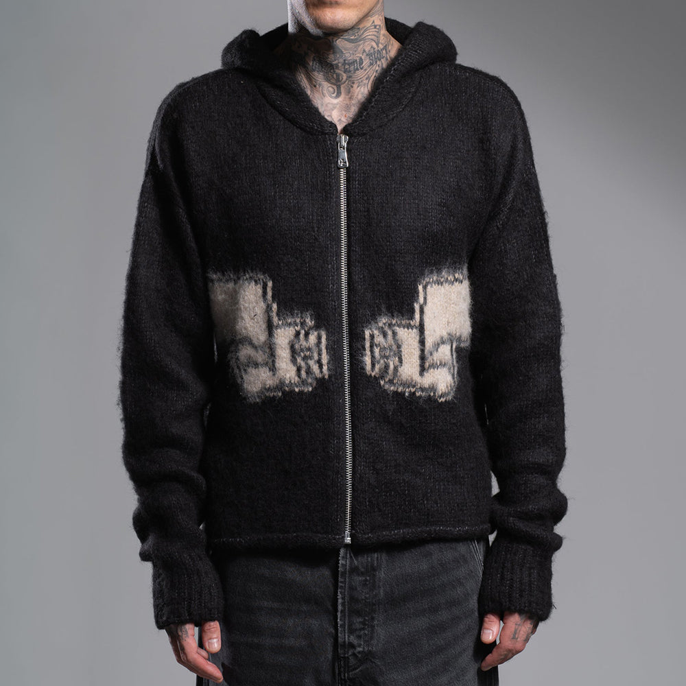 Wrapped Banned Zip Knit Hoodie