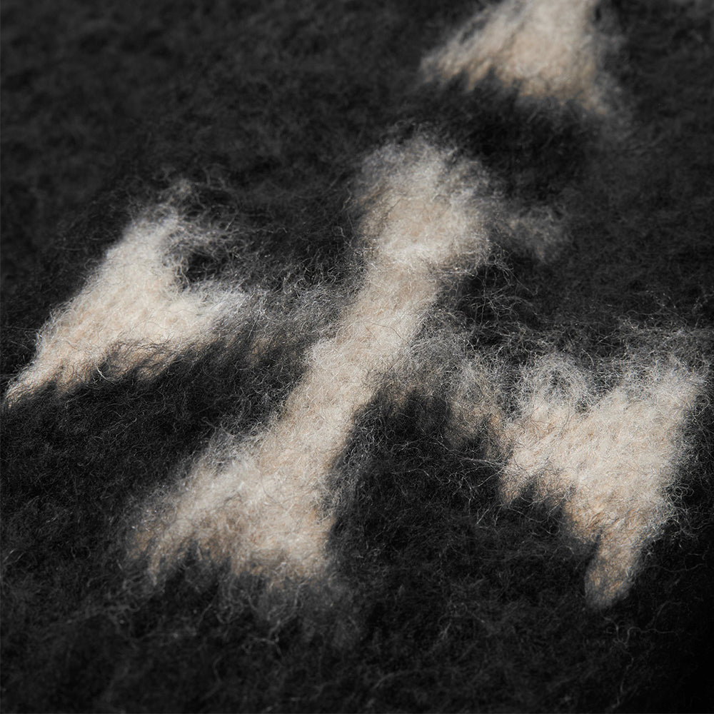 Raglan Brushed Cross Zip Knit Hoodie