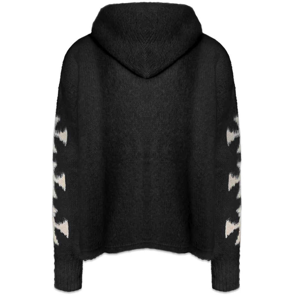 Raglan Brushed Cross Zip Knit Hoodie