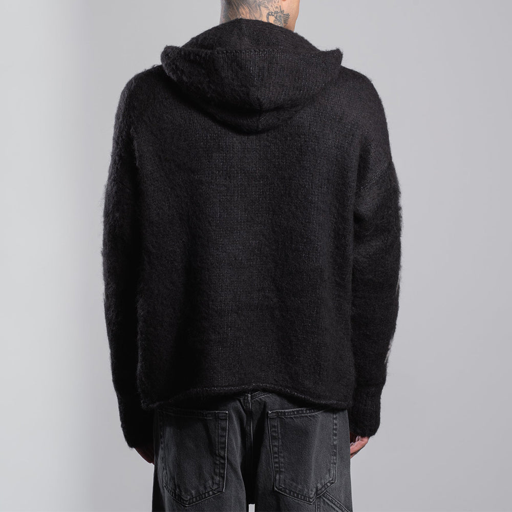 Raglan Brushed Cross Zip Knit Hoodie