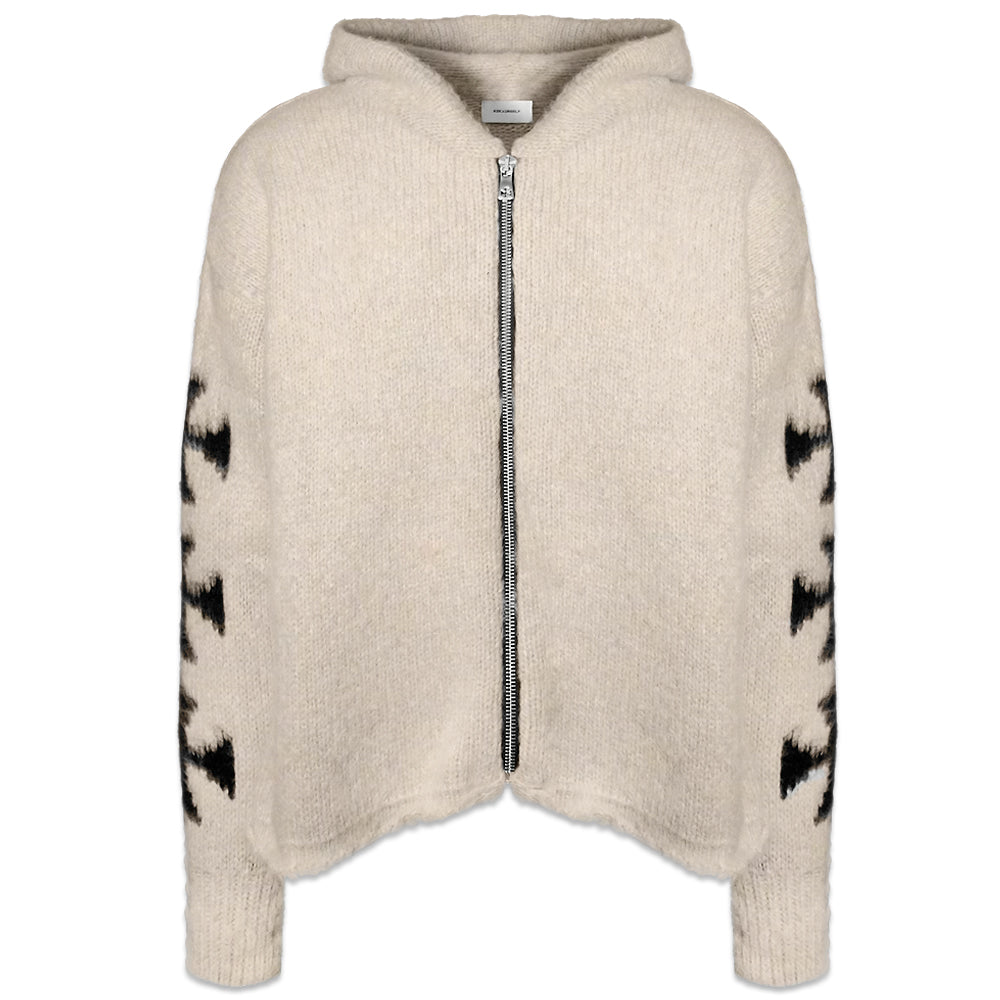 Raglan Brushed Cross Zip Knit Hoodie