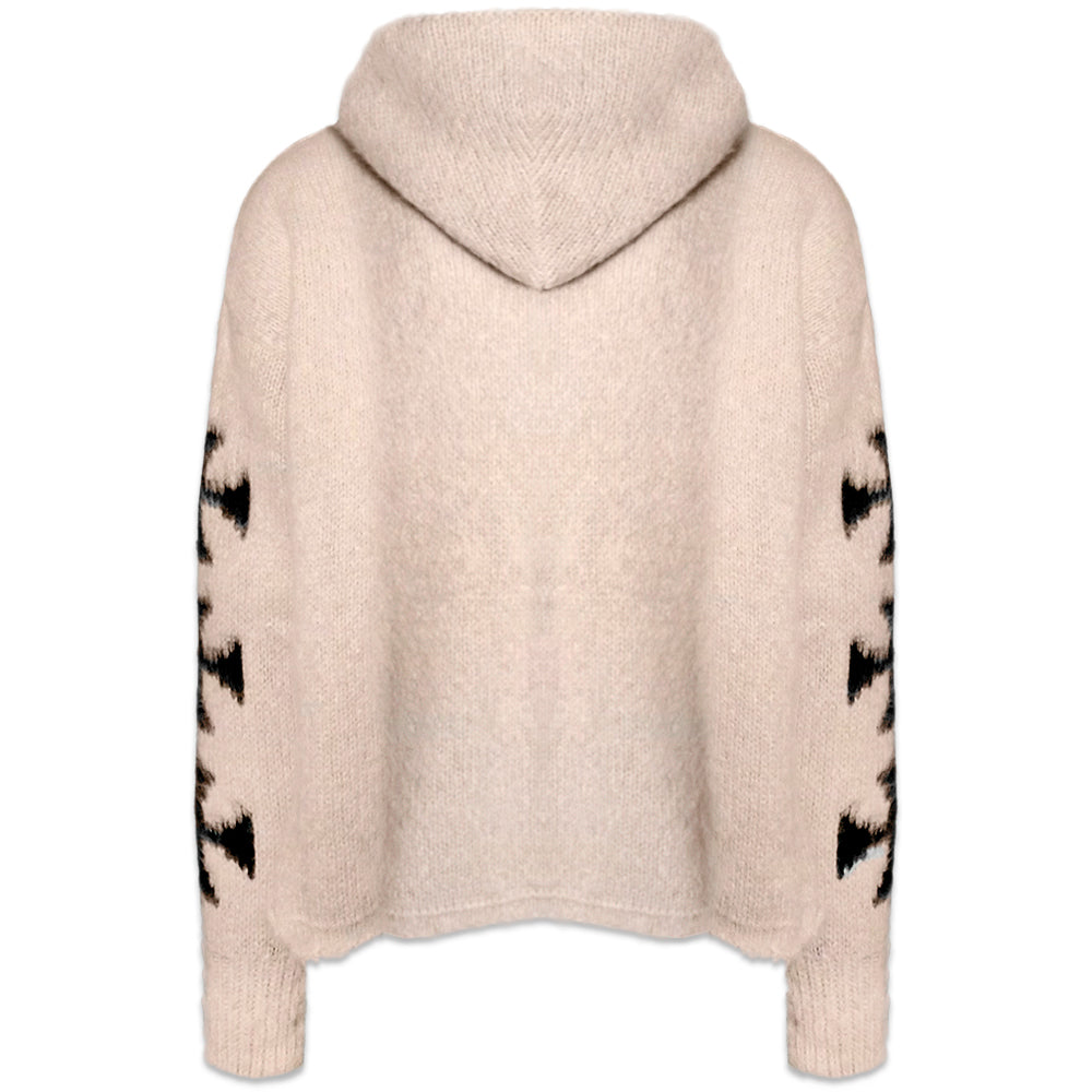 Raglan Brushed Cross Zip Knit Hoodie