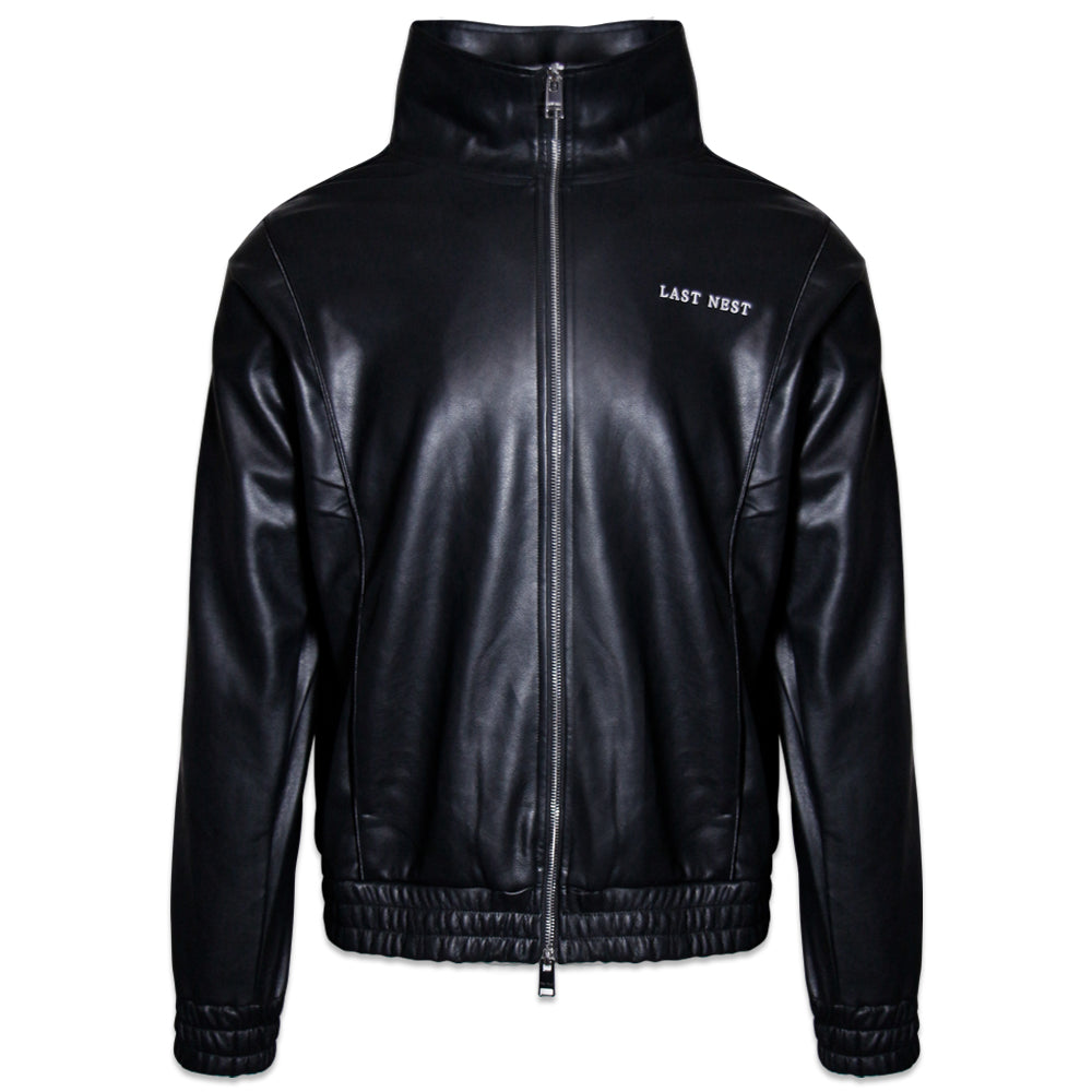 Faux Leather Track Jacket