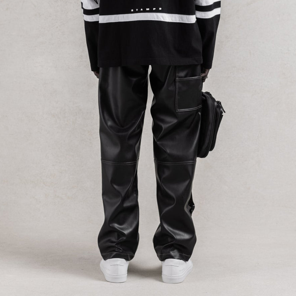 Faux Leather Carpenter Pants