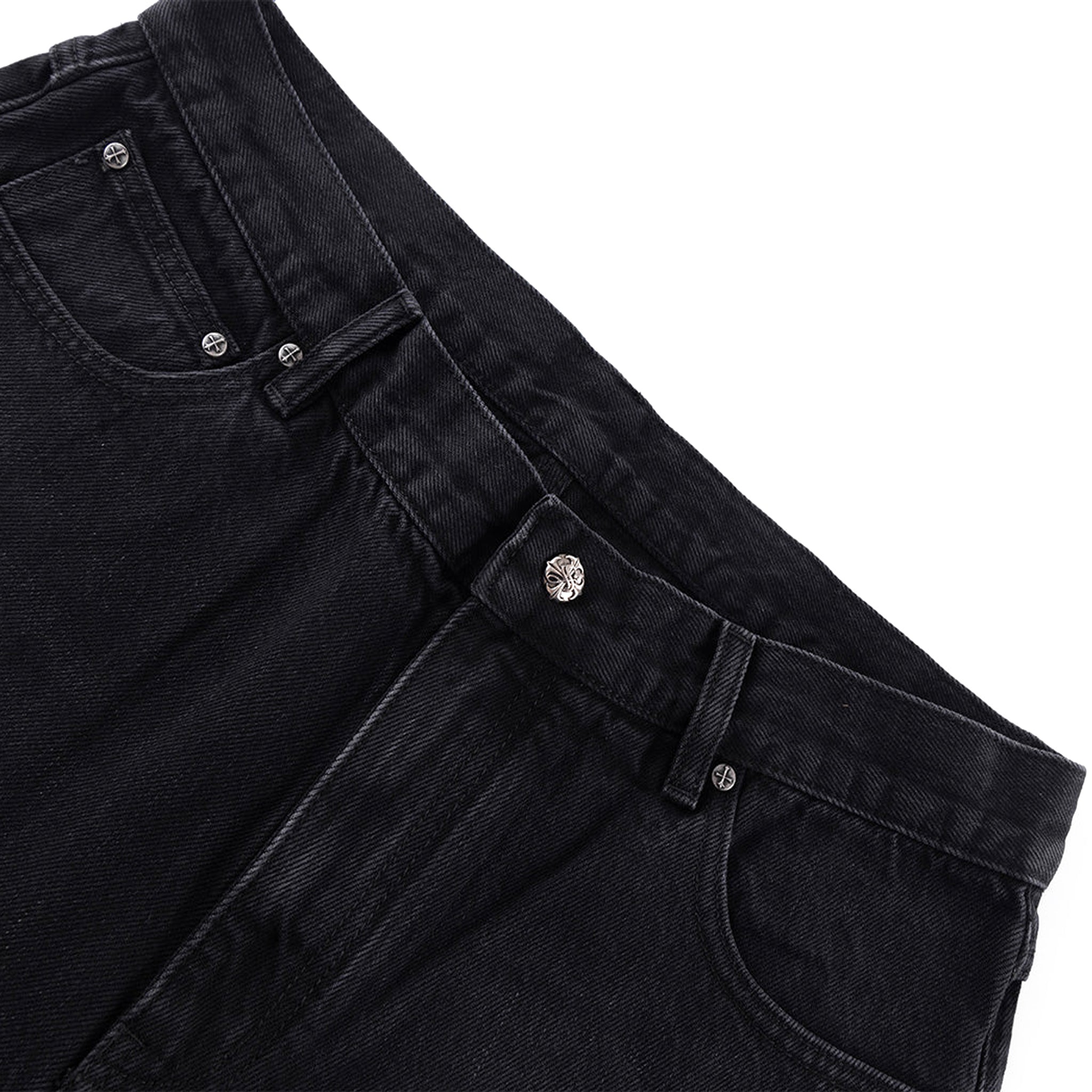 Dagger Cross Rhinestone Baggy Denim Pants