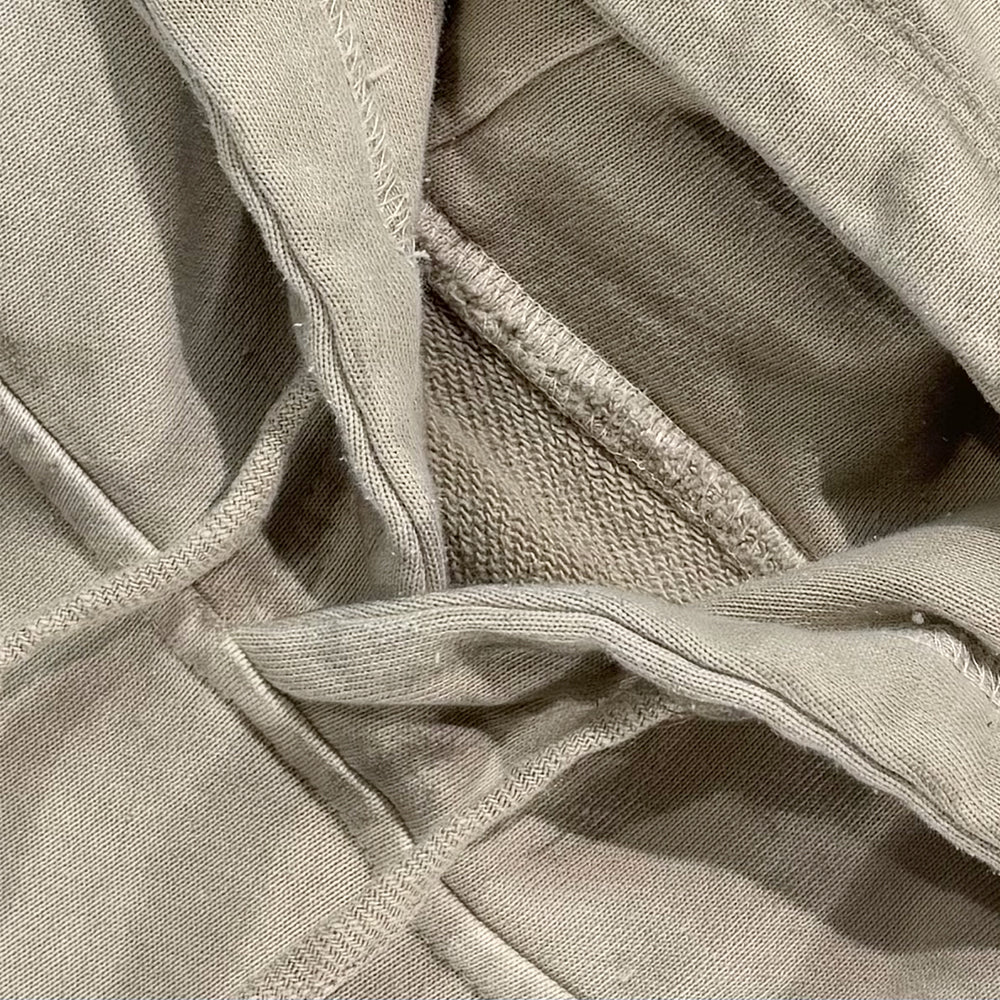 Dyed Raw-edged Hoodie with Linen Muffler