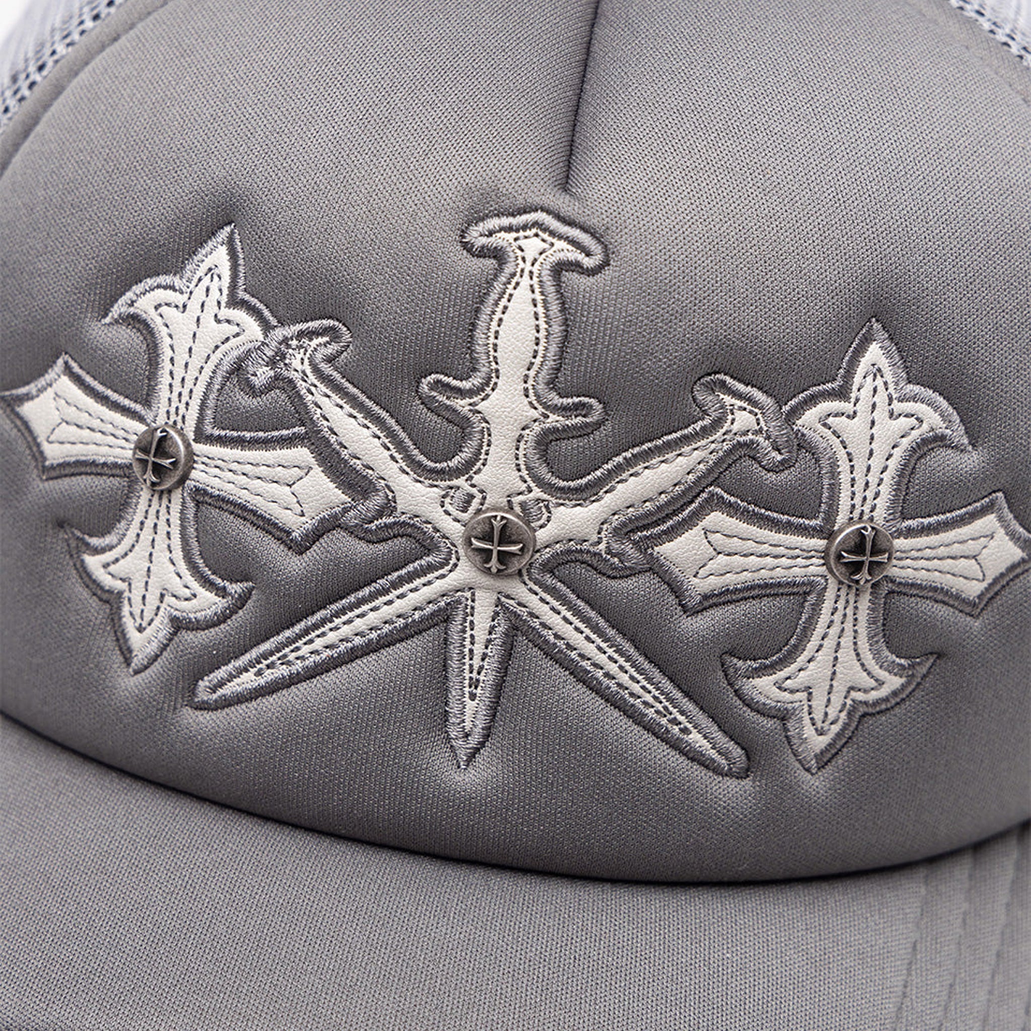 Dagger Cross Leather Patch Mesh Cap