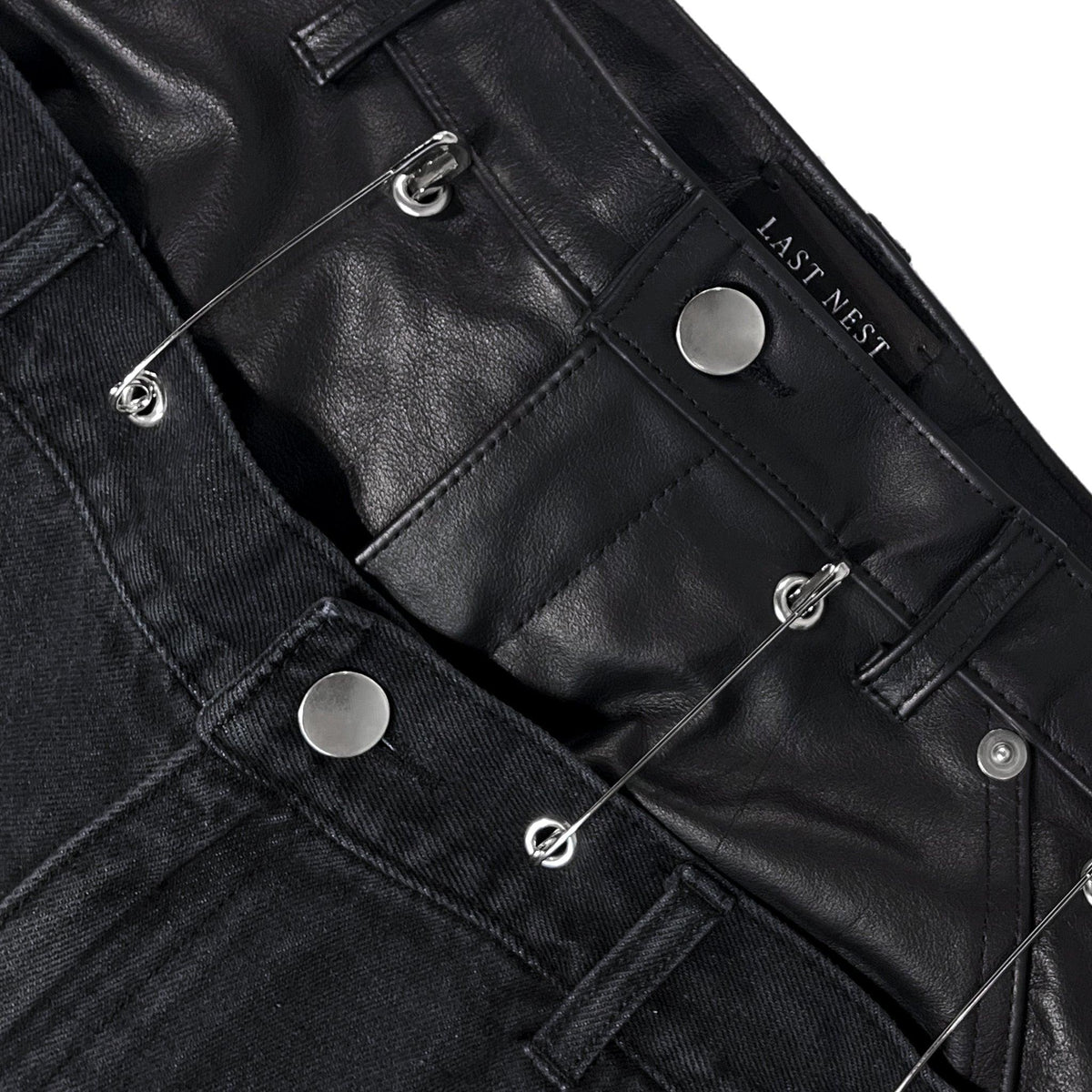 Saefty Pin Leather Denim Double Knee