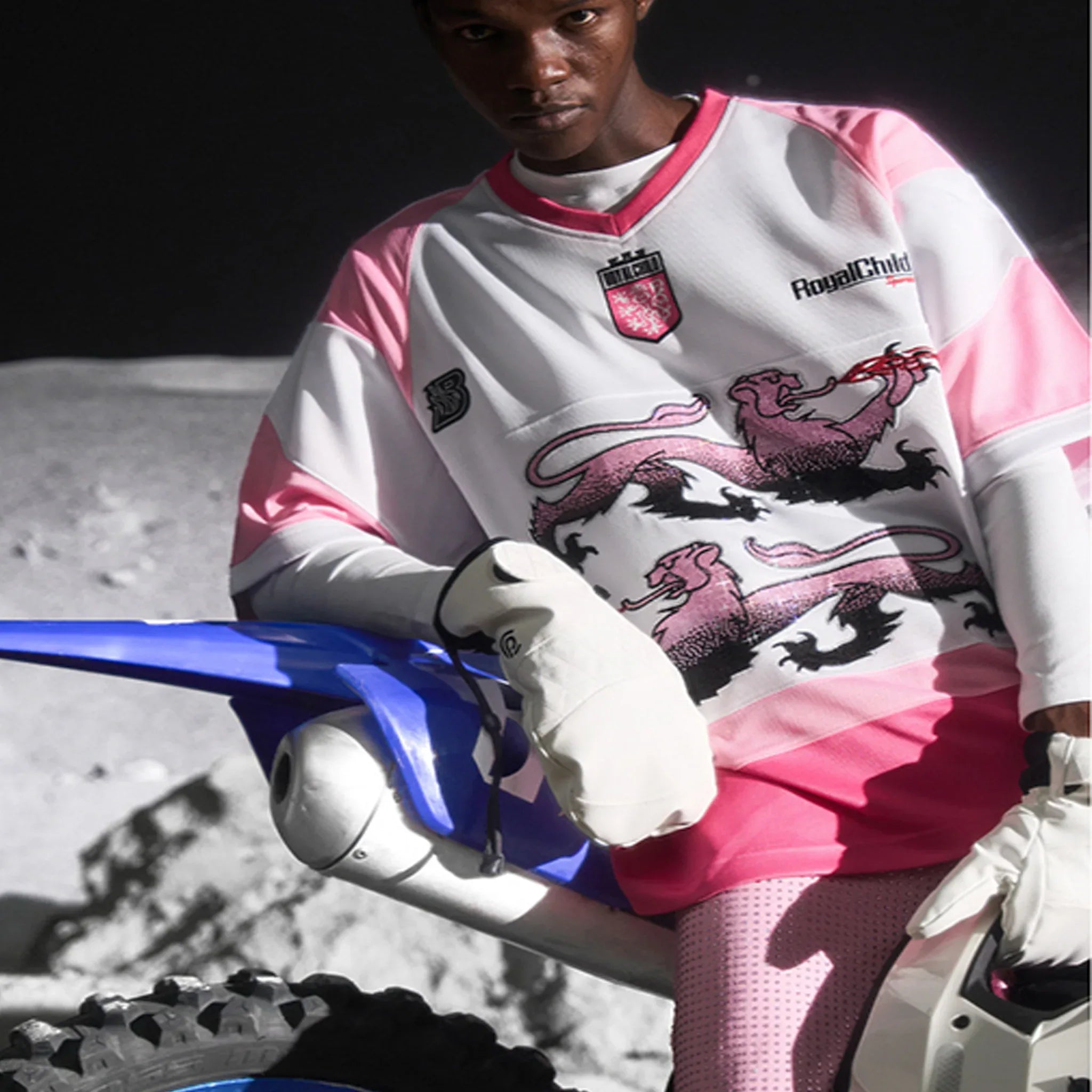 Double Lion Rhinestone Jersey - BIRTH OF ROYAL CHILD - VENTURER