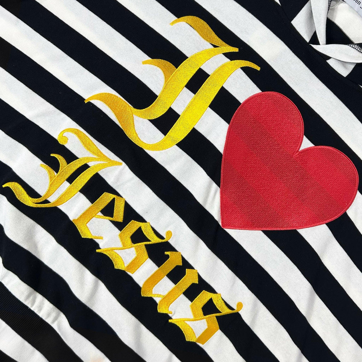 Black Stripe Jesus Zip Hoodie