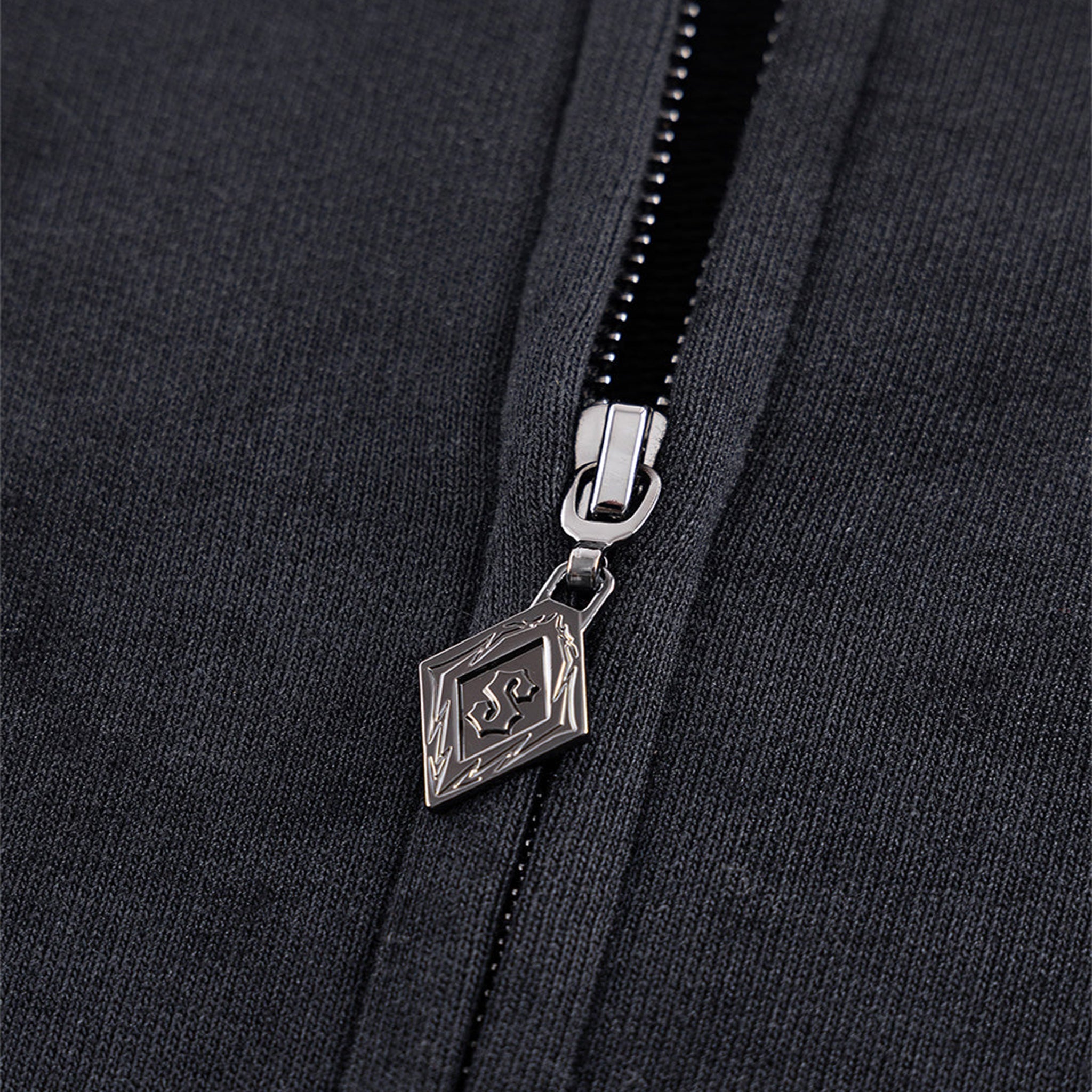 Dagger Cross Leather Patch Zip Hoodie