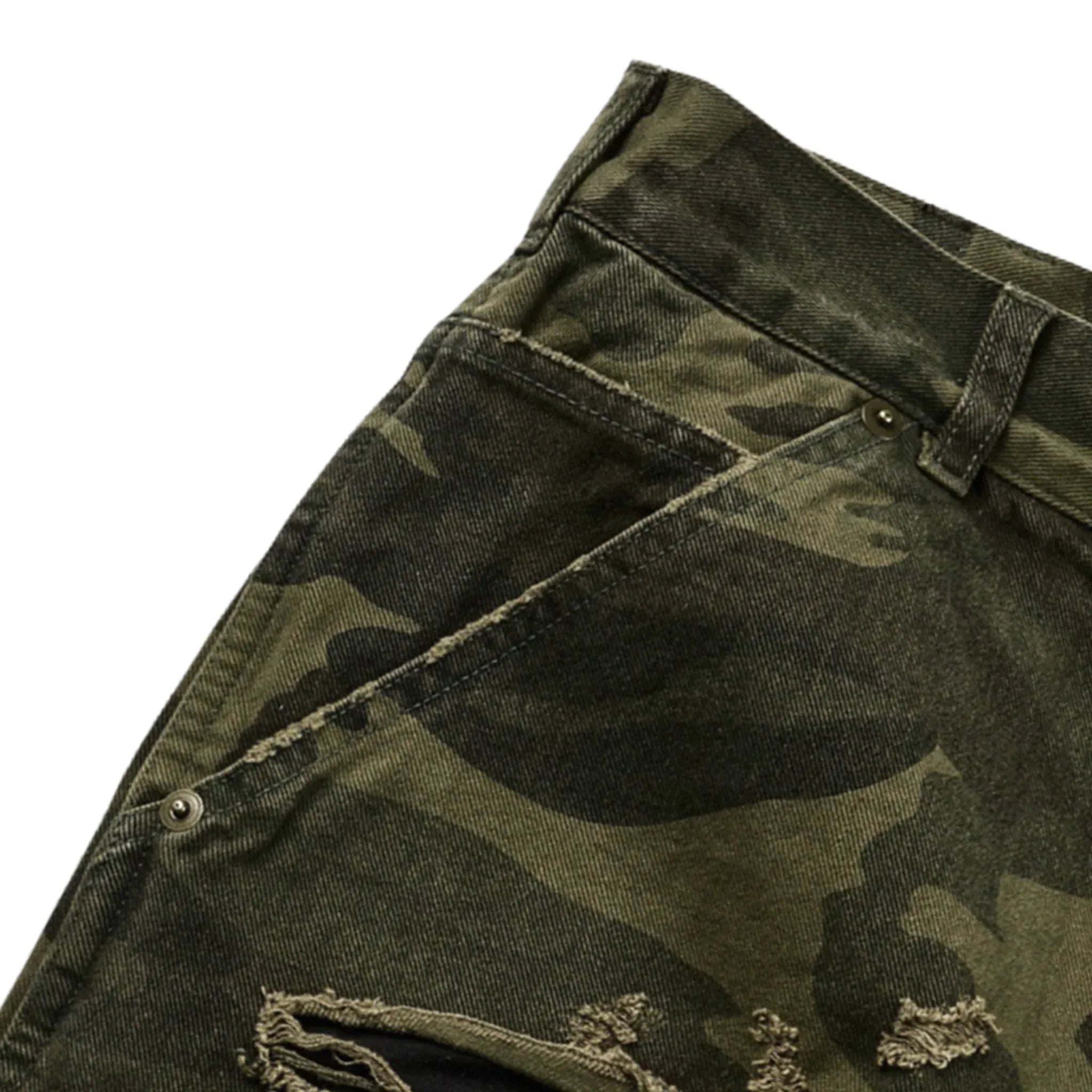 Double Layered Distressed Camo Pants - EMOstanceclub - VENTURER