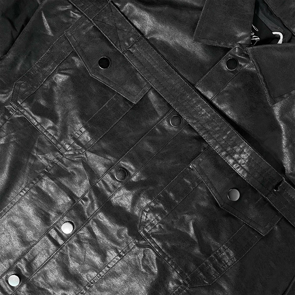 Military Leather Trucker Jacket