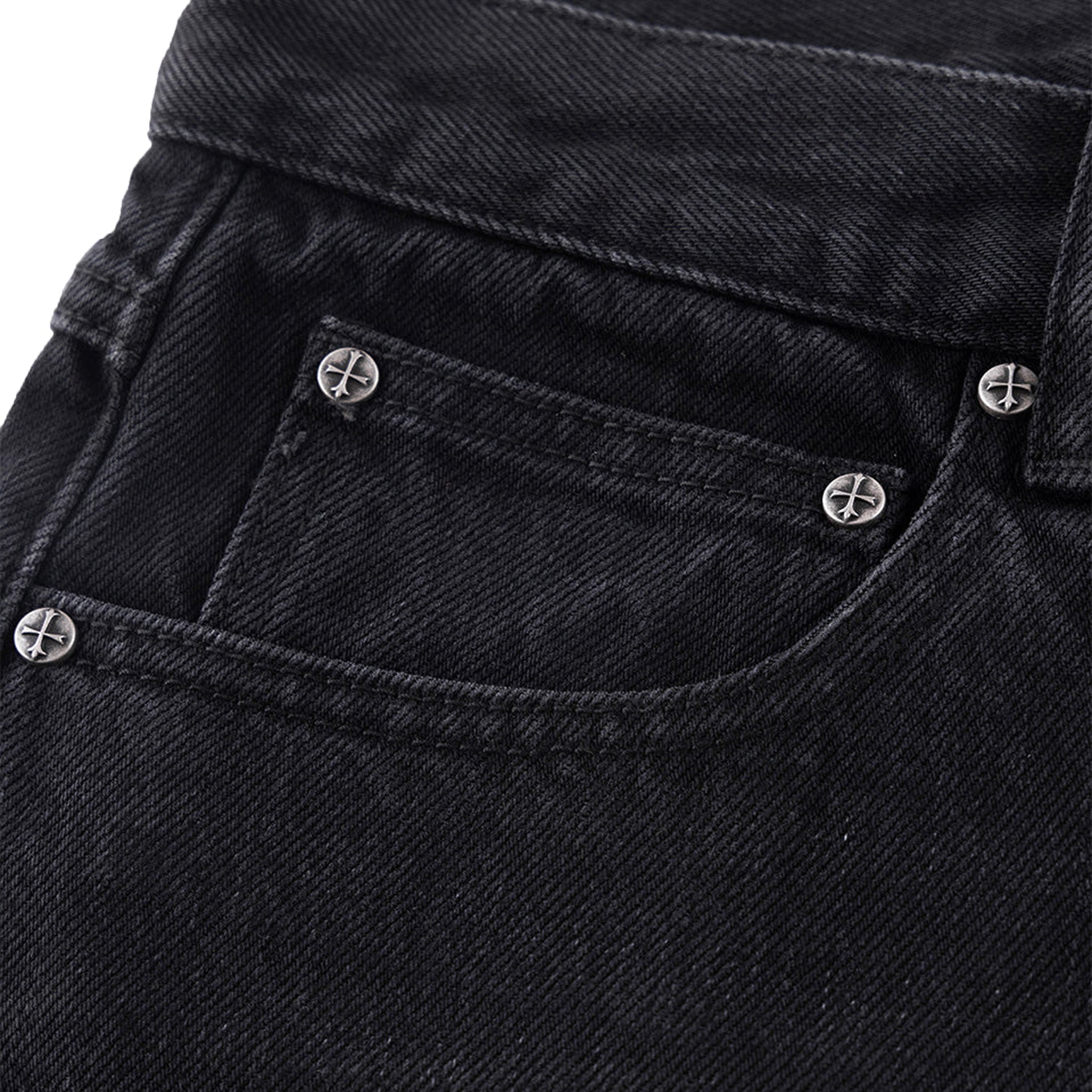 Dagger Cross Rhinestone Baggy Denim Pants