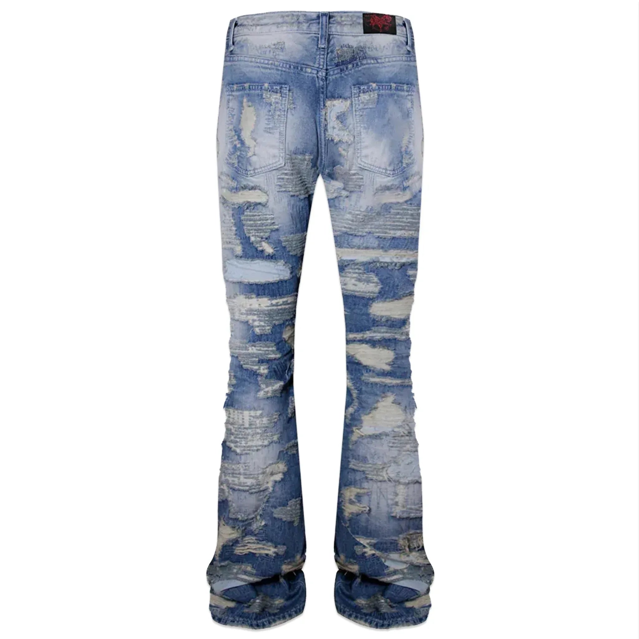Multiple Boro Destroyed Flared Jeans - EMOstanceclub - VENTURER