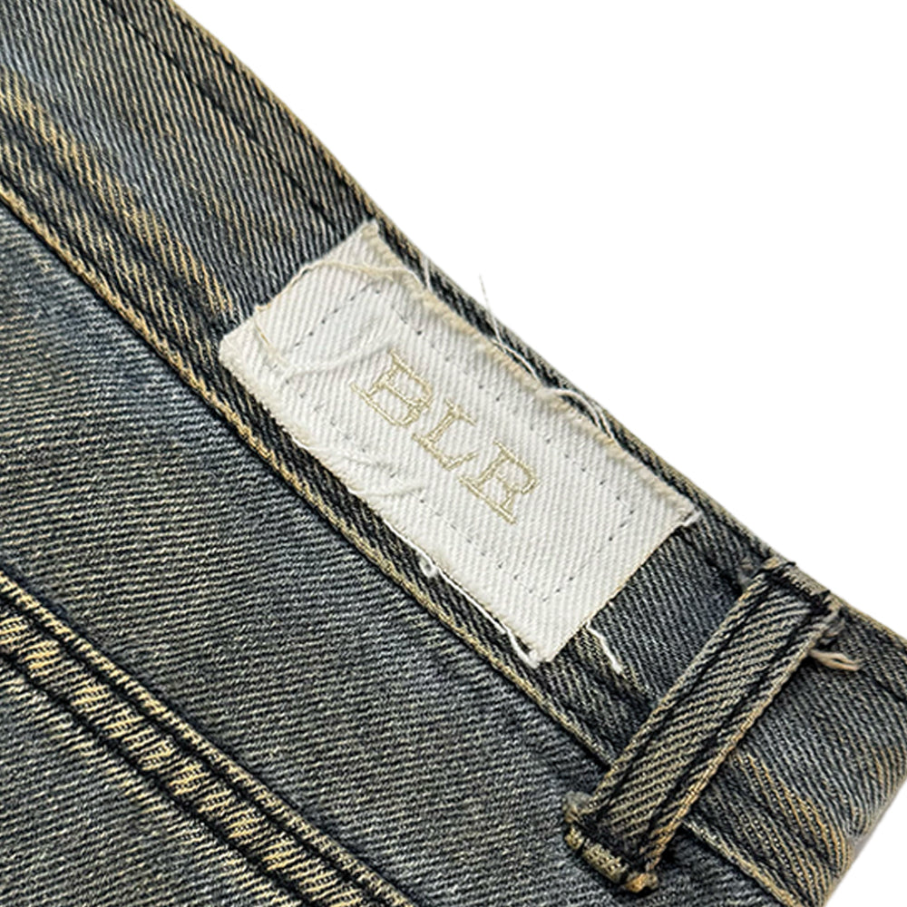 Embossed Wave Washing Wide Denim Pants