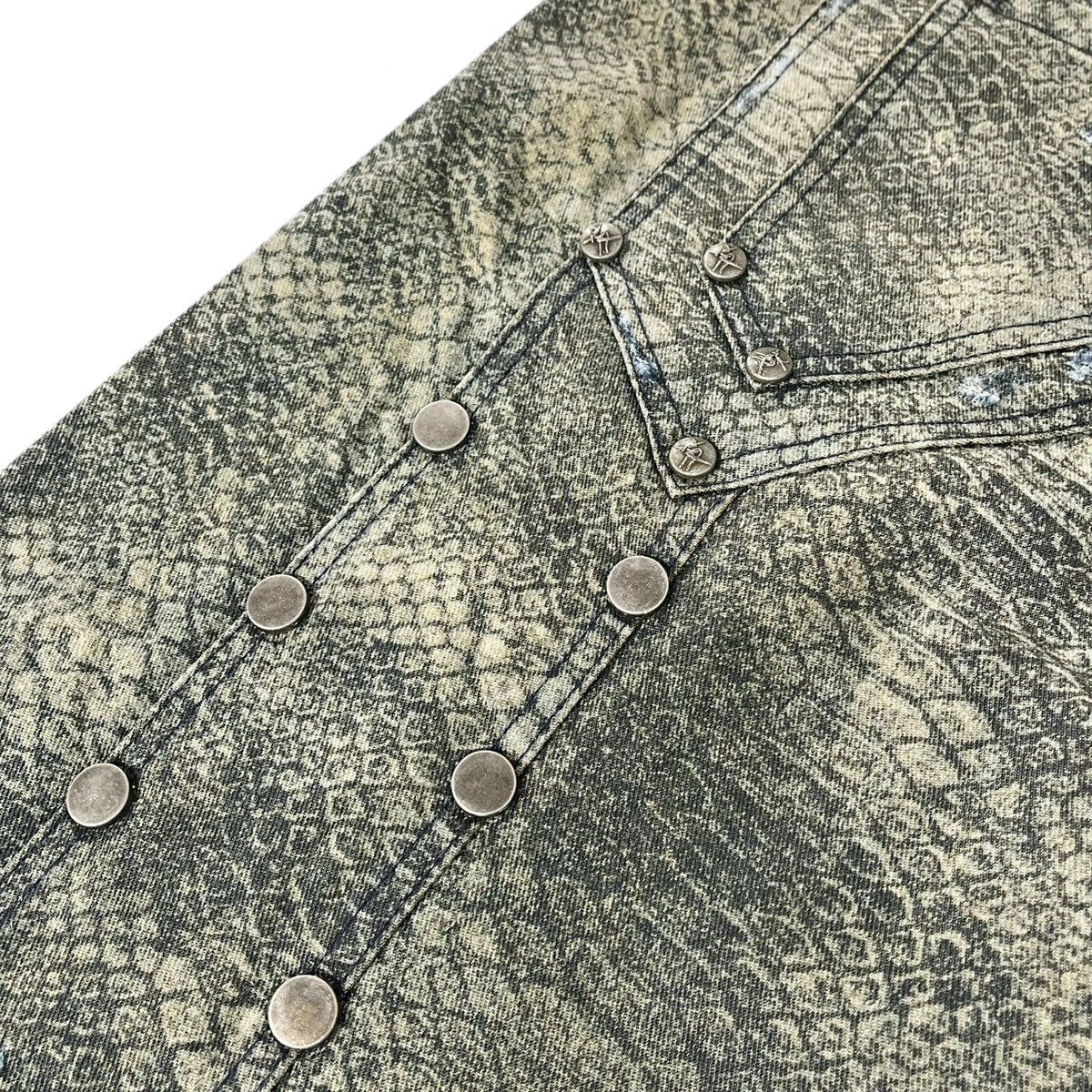 Kelsey Waxed Distressed Baggy Denims with Studs