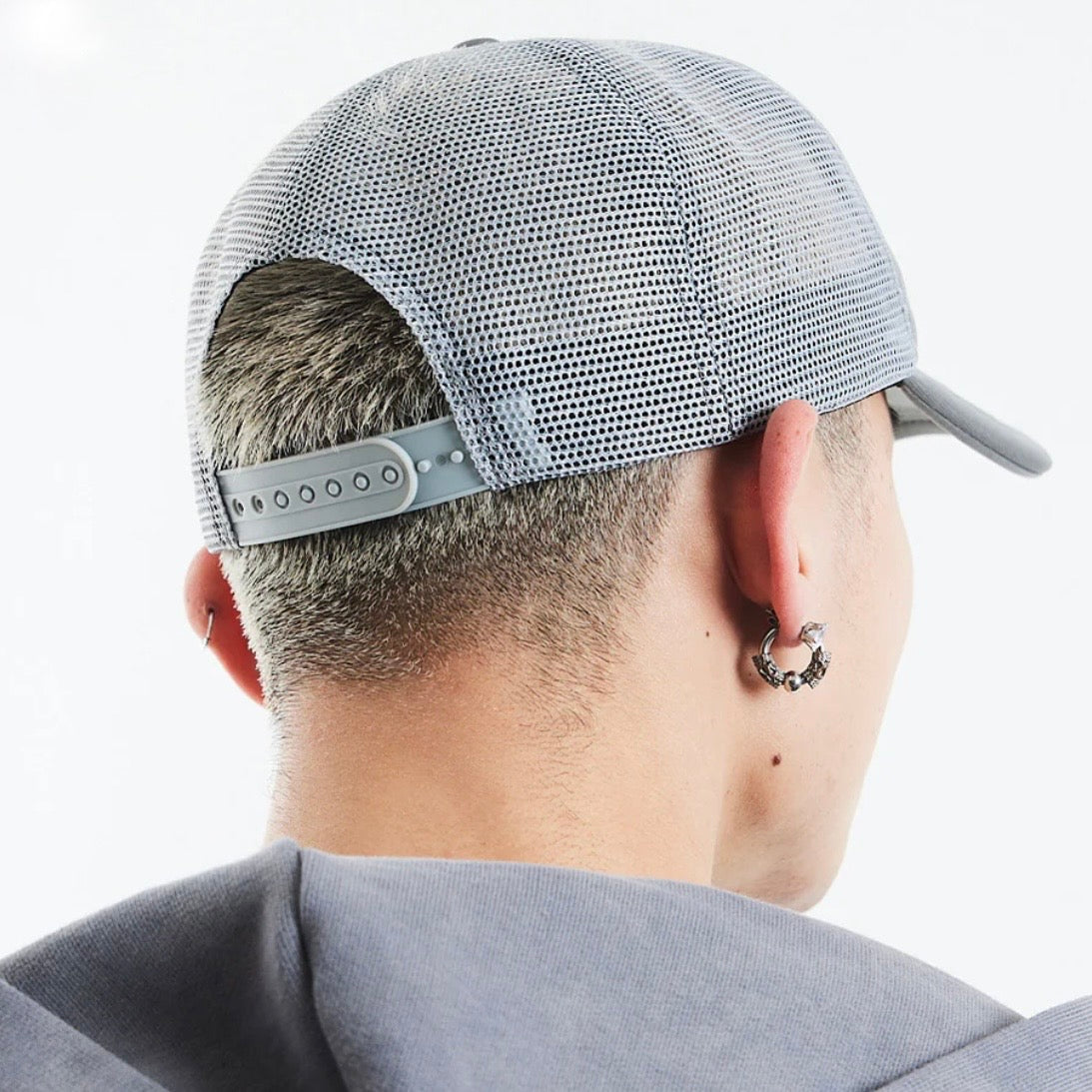 Dagger Cross Leather Patch Mesh Cap