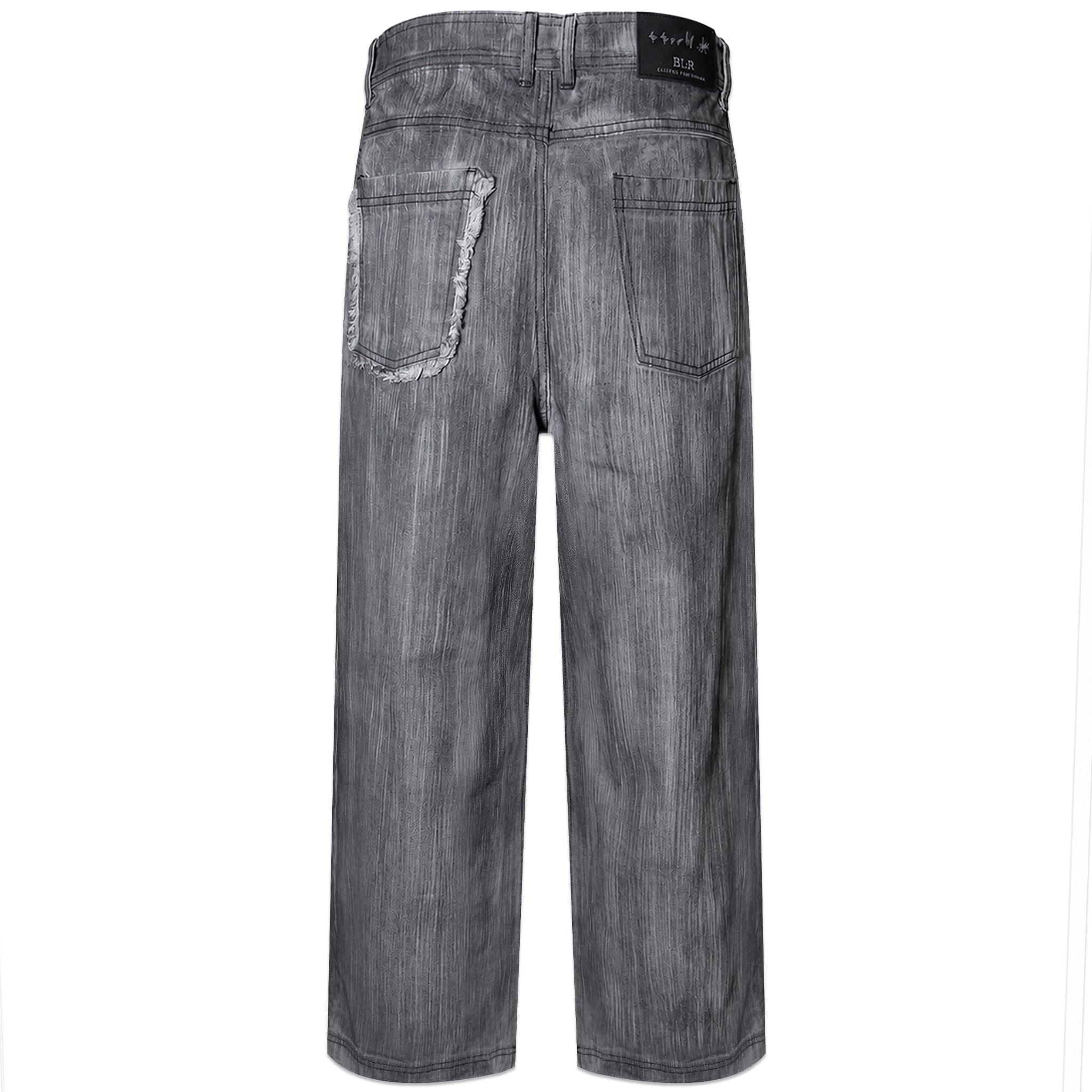 Brushed, Oil-Washed Wide Denim Pants