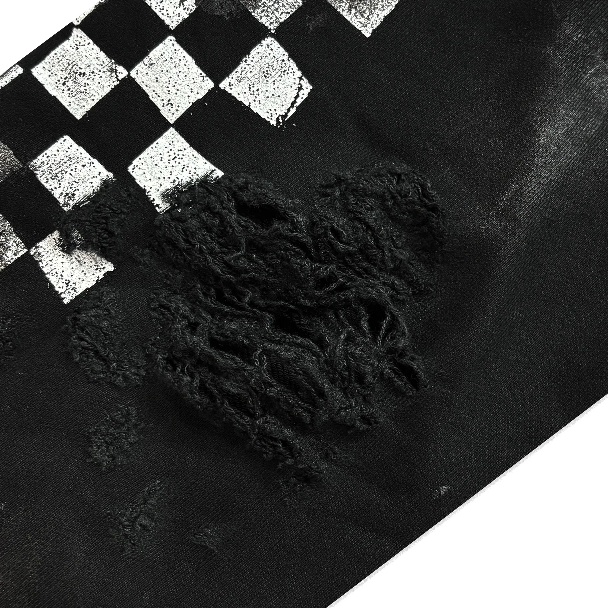 Distressed Coated Checkerboard Hoodie - EMOstanceclub - VENTURER