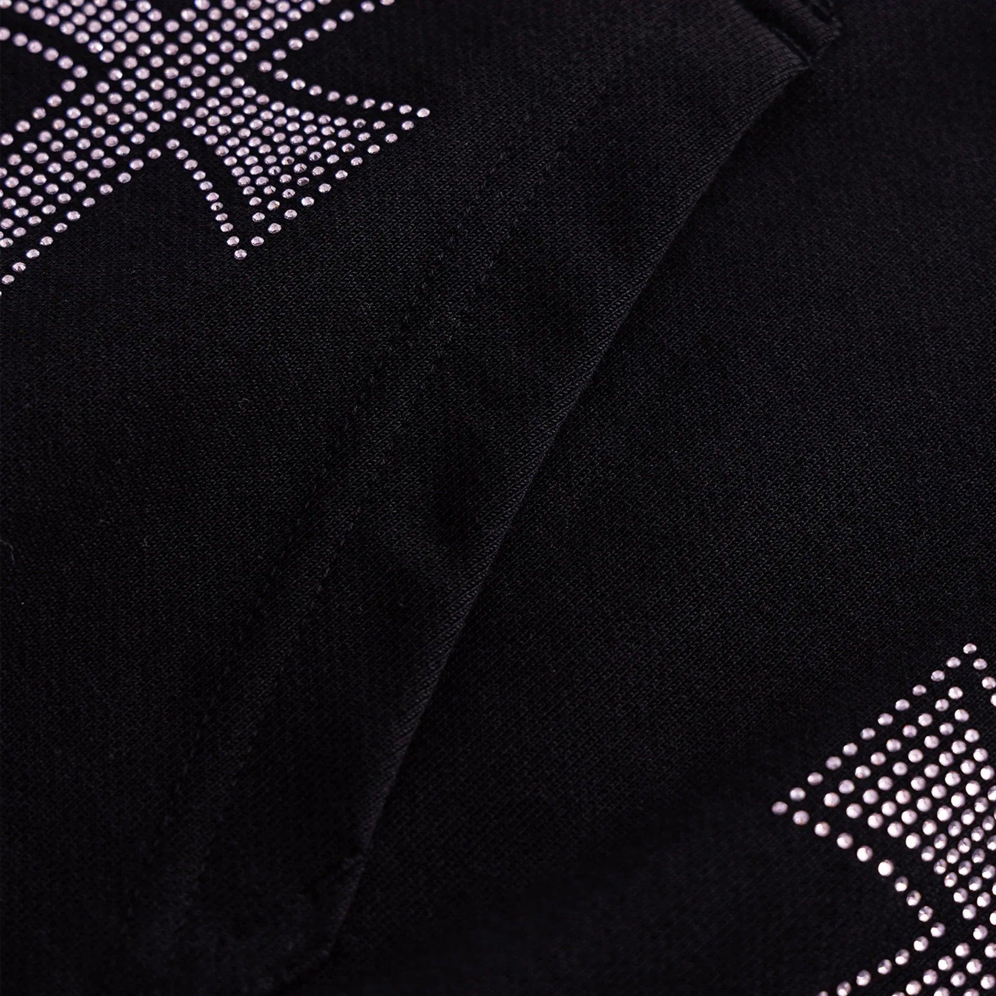 UNKNOWN LONDON Product Page - Cross Rhinestone Zip Hoodie - Black