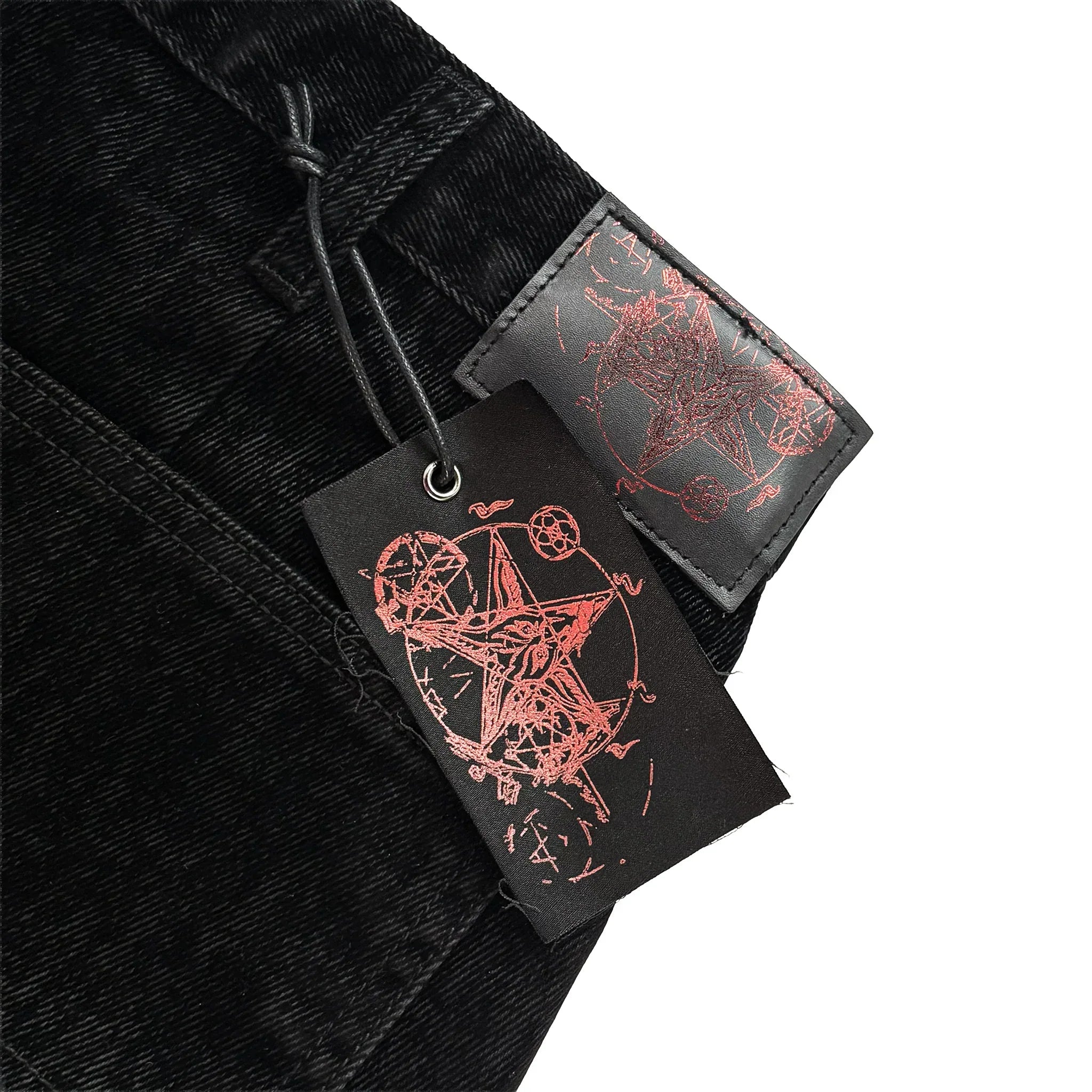 Velvet Leather Panel Baggy Carpenter Jeans - EMOstanceclub - VENTURER
