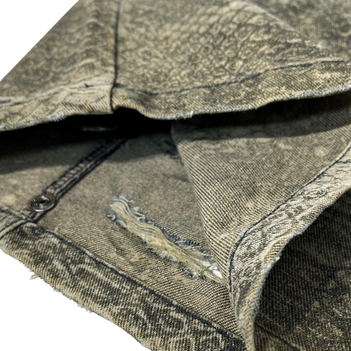 Kelsey Waxed Distressed Baggy Denims with Studs