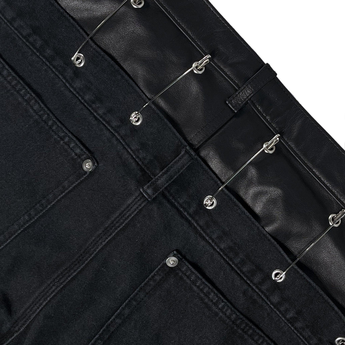 Saefty Pin Leather Denim Double Knee