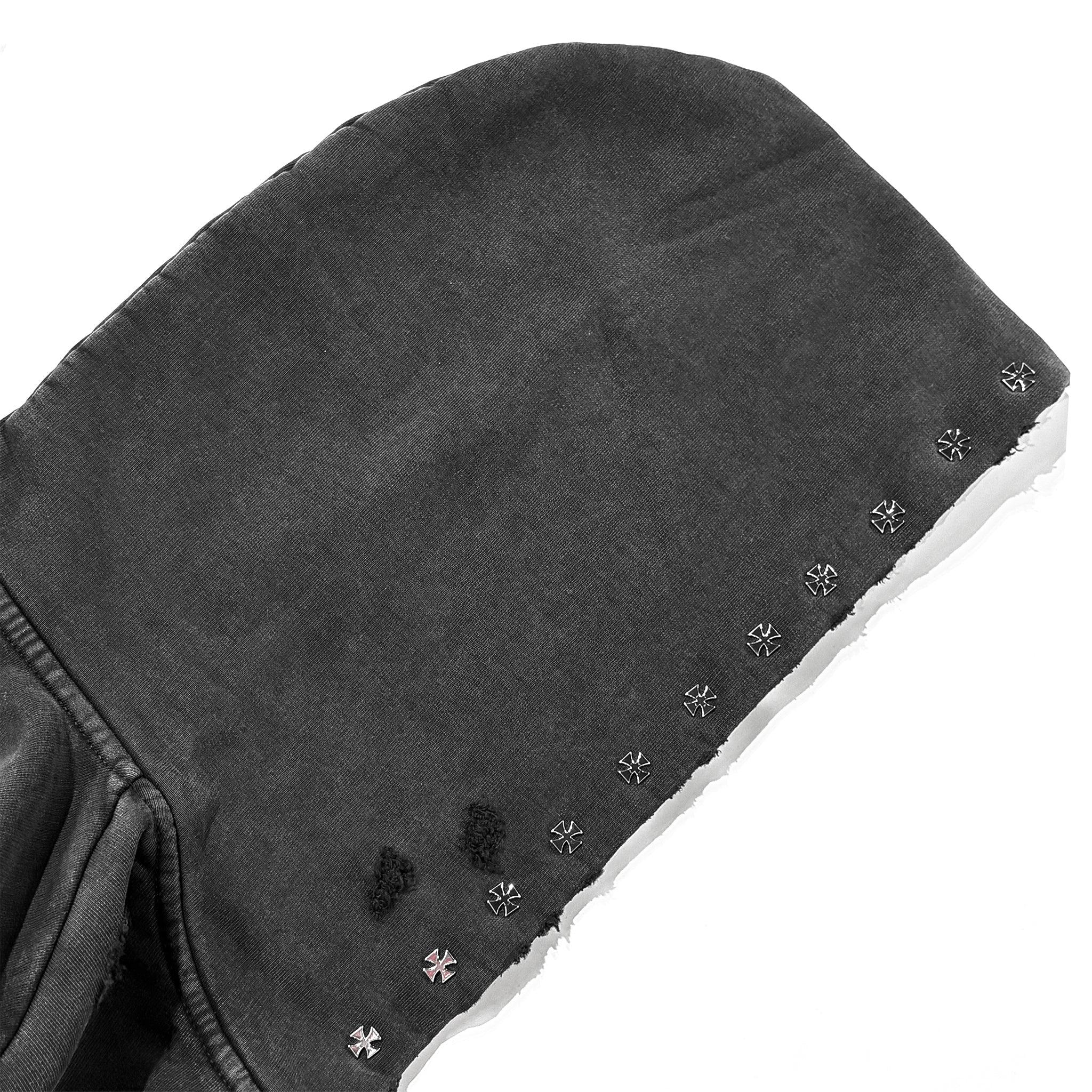 Cross Studded Destroyer Zip Hoodie
