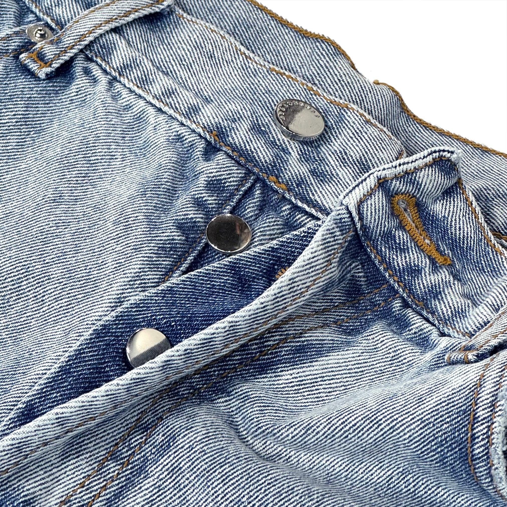 Cross Pin Baggy Jeans Shorts