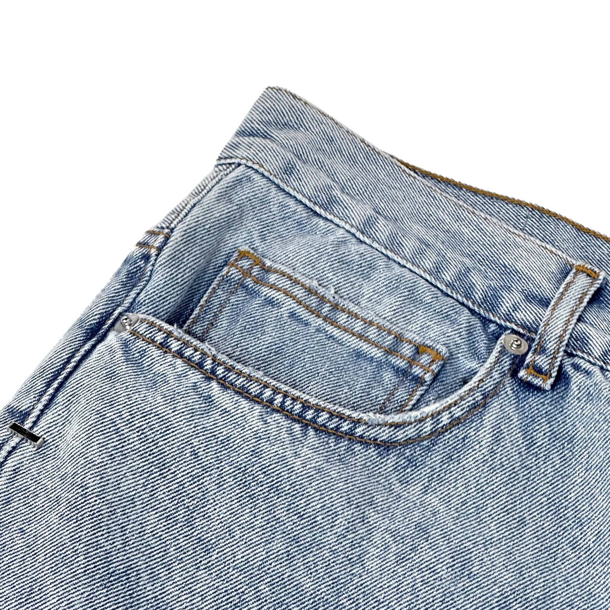Cross Pin Baggy Jeans Shorts