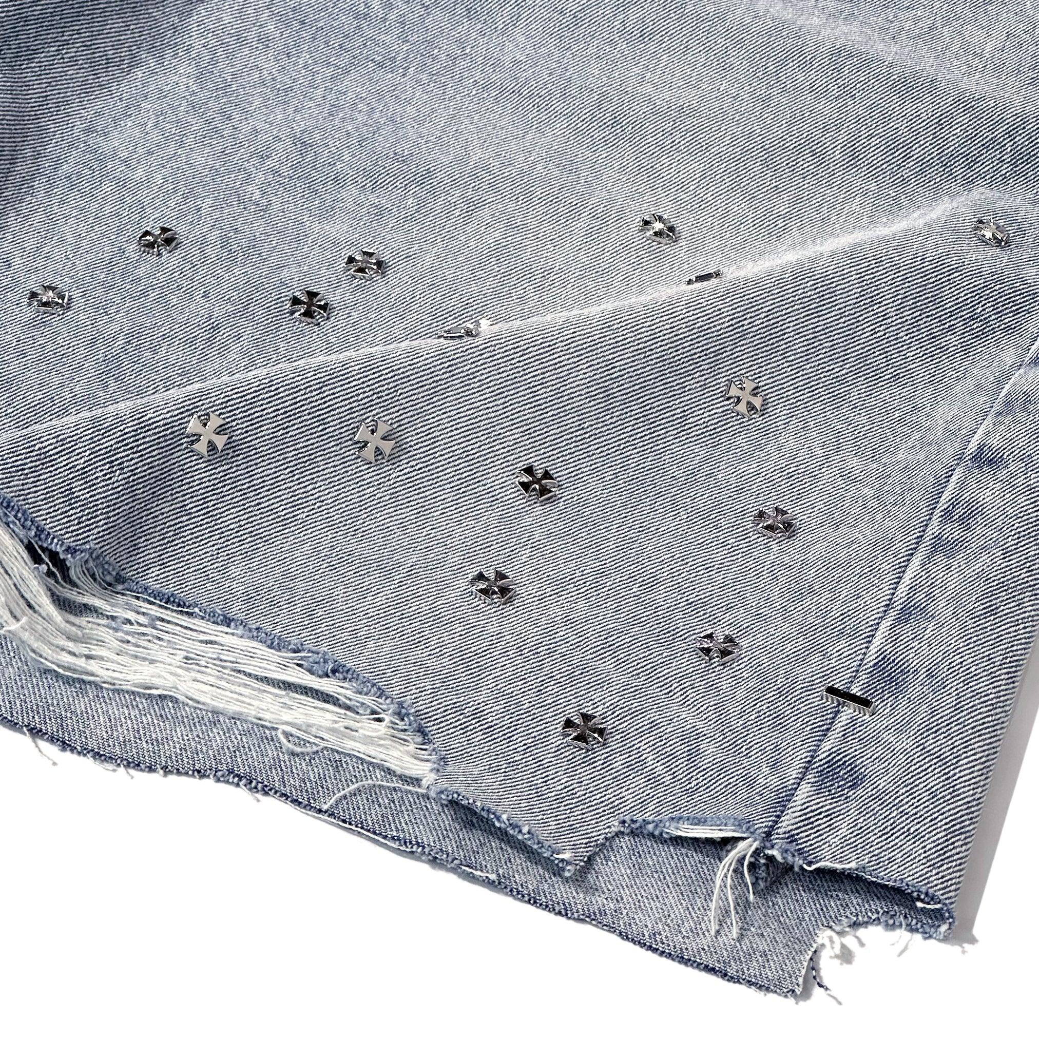 Cross Pin Baggy Jeans Shorts