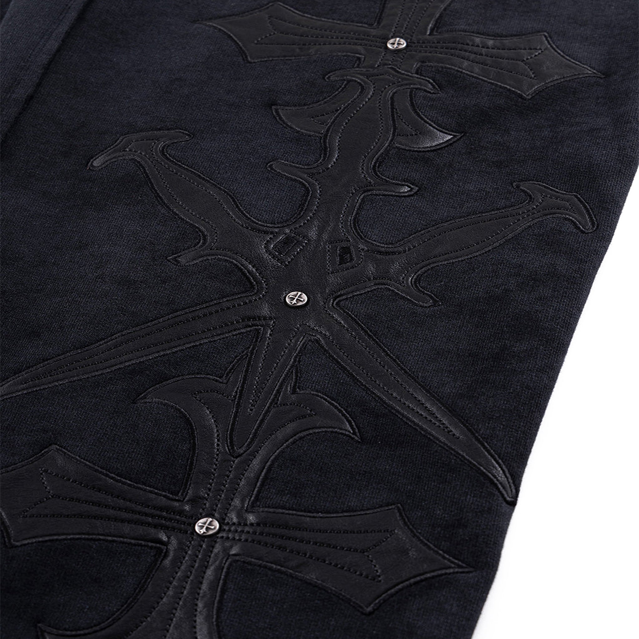 Dagger Cross Leather Patch Baggy Jogger Pants