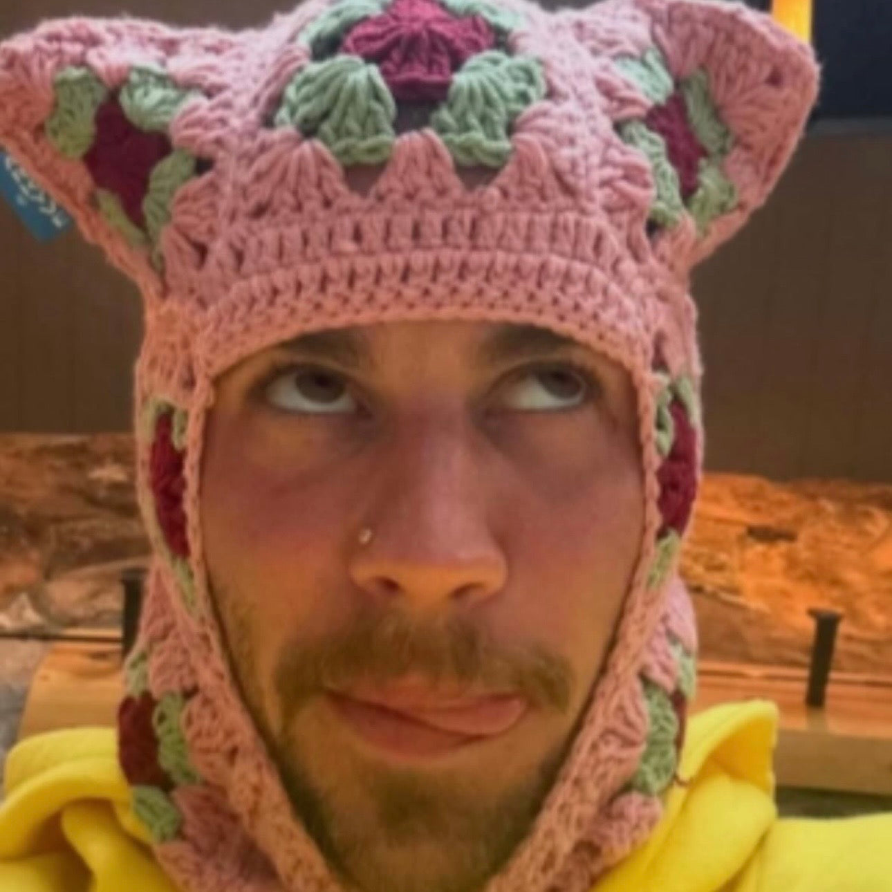 Pink Berry Crochet Ski Mask