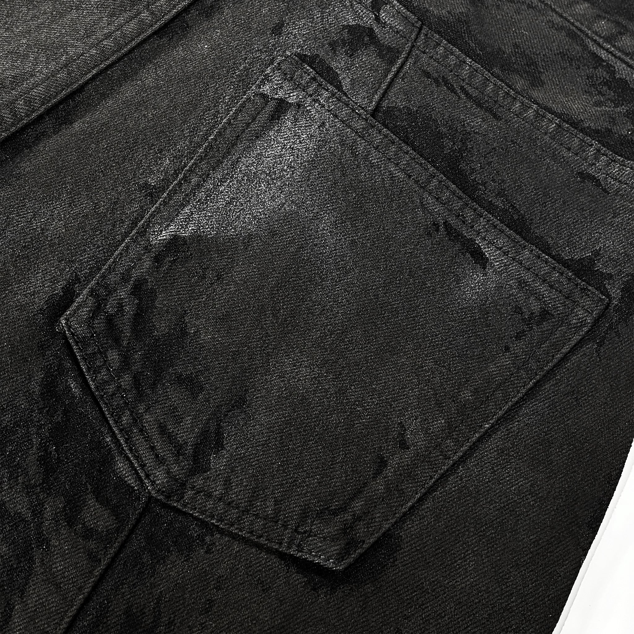 Coating Denim Flare Pants