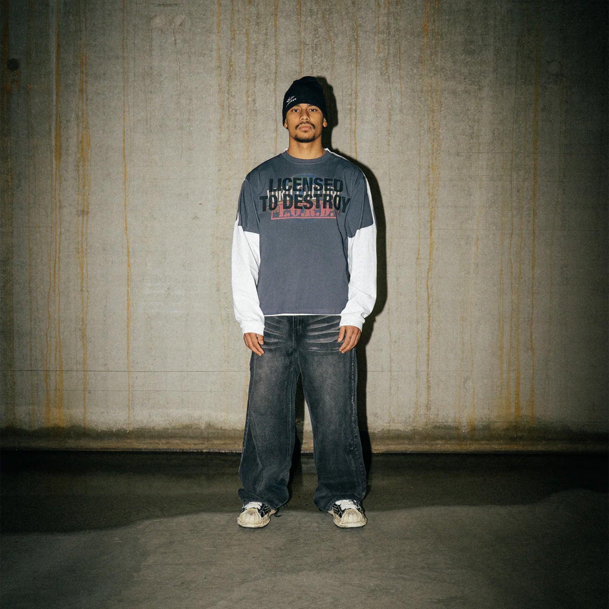 DREAMLAND レイヤード 長袖 Tシャツ ライトグレー XL オーラル LORD CULTURE(ロードカルチャー) 商品ページ - Trompe L'oeil Long