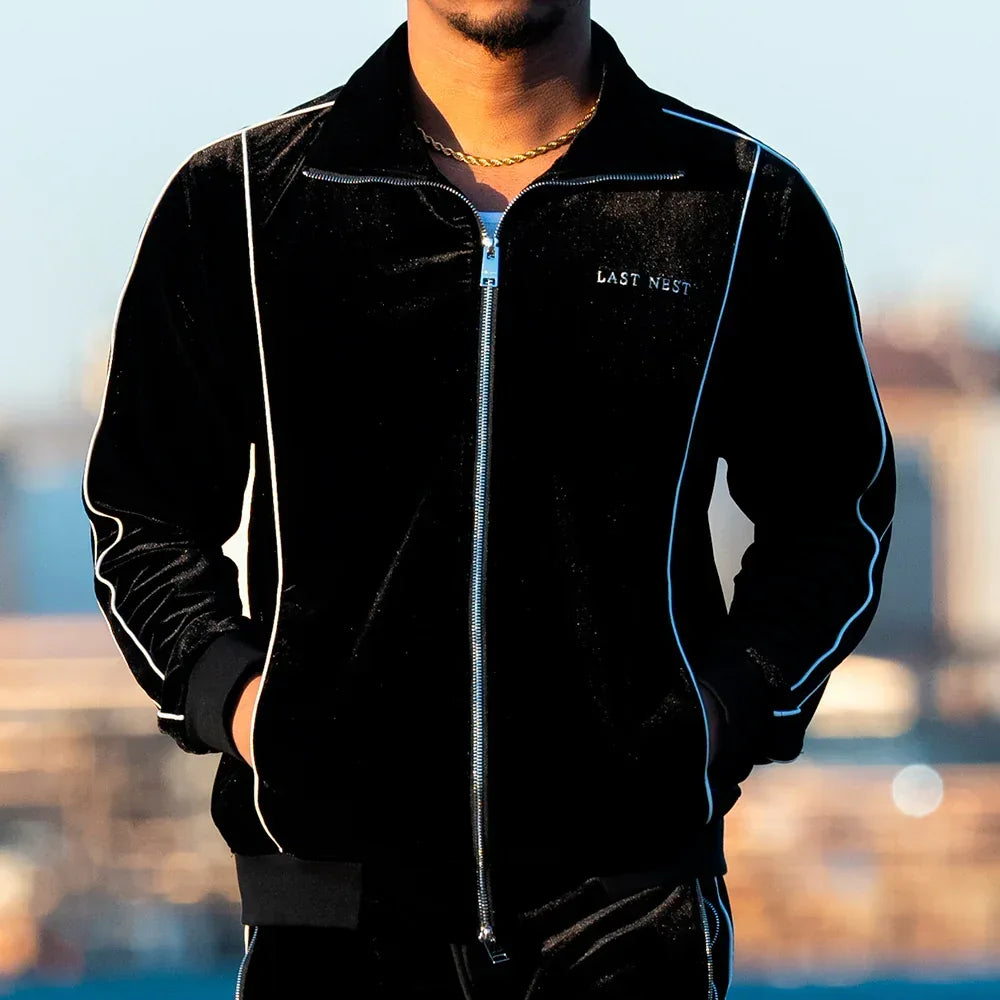 ラストネスト ベロアジャケット LAST NEST(ラストネスト)商品ページ - Velvet Track Jacket V2 - Black